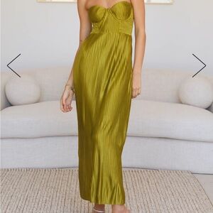 Hello Molly CHASE THE BLUES MIDI DRESS GREEN (Size Small)